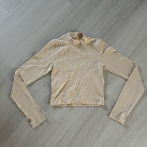 cream long sleeve workout top